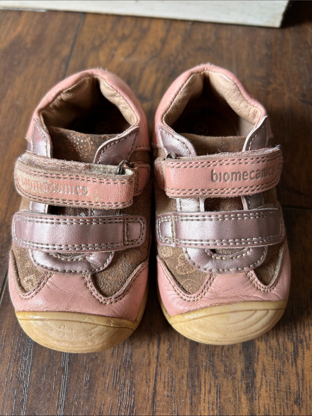 Biomecanics Pink Leather & Suede Baby Walker Sneakers
